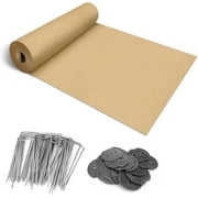 60 x 3 Ft Biodegradable Paper Weed Barrier, Garden Paper Weed Barrier with U-Shaped Ground Nails, Biodegradable Landscape Fabric, Weedguard Plus Paper Mulch for Weed Control \u0026 Holds Soil Moisture